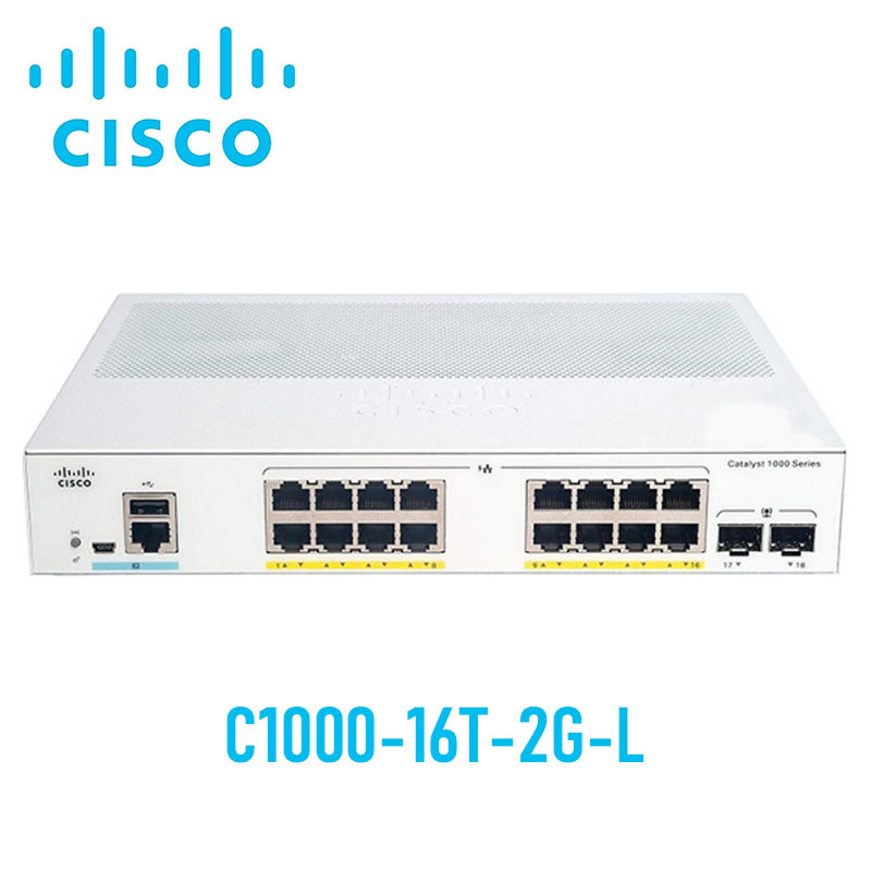 Switch Layer 2 Cisco Catalyst C1000-16T-2G-L | 16 Port RJ45 1G | 2 Port SFP
